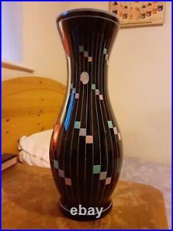 Mid Century Ilmenau Deep Purple Glass Vase Abstract Atomic