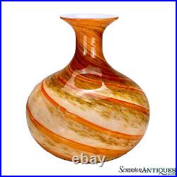 Mid-Century Italian Murano Atomic Orange Spiraled Art Glass Vase