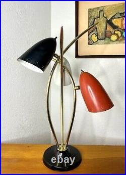 Mid Century Laurel Atomic Brass Lamp Eames Era