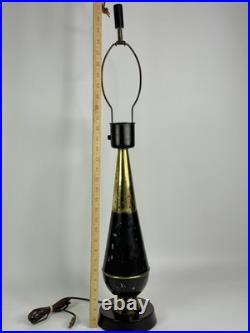 Mid-Century MCM Italian / Atomic Style Brass & Metal Table Lamp 31 Tall RARE