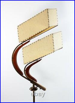 Mid Century Majestic 50s Atomic Boomerang Floor Lamp Dual Fiberglass shades
