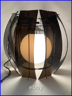 Mid Century Mod Lucite Acrylic Space Age Atomic Hanging Swag Lamp Light