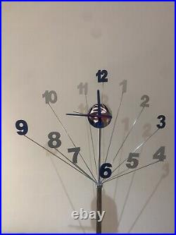 Mid-Century Modern 1970s Atomic Abstract Chrome Starburst Memphis Clock