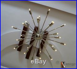 Mid Century Modern 24 Arm Chrome Brass Sputnik atomic chandelier starburst light