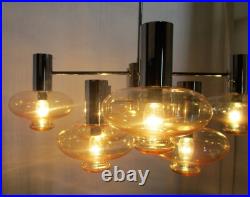 Mid Century Modern Atomic Chandelier 8 Amber Glass Sconces Lights era Sciolari