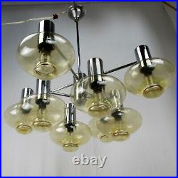Mid Century Modern Atomic Chandelier 8 Amber Glass Sconces Lights era Sciolari