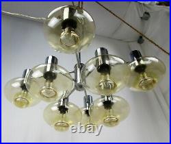 Mid Century Modern Atomic Chandelier 8 Amber Glass Sconces Lights era Sciolari