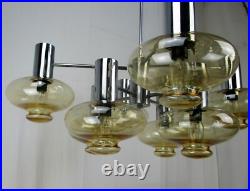 Mid Century Modern Atomic Chandelier 8 Amber Glass Sconces Lights era Sciolari