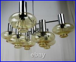 Mid Century Modern Atomic Chandelier 8 Amber Glass Sconces Lights era Sciolari