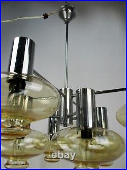 Mid Century Modern Atomic Chandelier 8 Amber Glass Sconces Lights era Sciolari