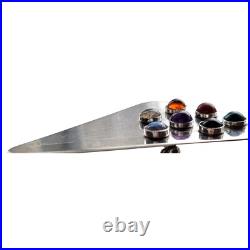 Mid Century Modern Atomic Design Sterling Silver Multi Gemstone Brooch Artisan