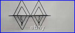 Mid Century Modern Atomic Double Metal Wall Art Mesh Shelf Black Vintage