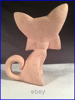 Mid Century Modern Atomic Freeman McFarlin PINK Cat Figurine 1950's Pottery RARE