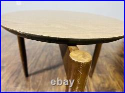 Mid Century Modern Atomic Round Nesting End Table Top Formica Tapered Legs