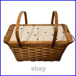 Mid Century Modern Atomic Starburst pattern Picnic Basket Pink Star Vintage MCM Mid Century Modern Atomic Starburst pattern Picnic Basket Pink Star Vintage MCM