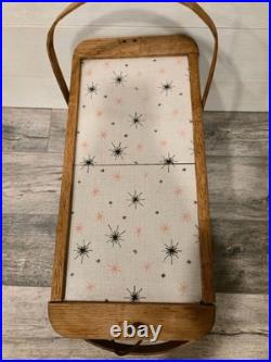 Mid Century Modern Atomic Starburst pattern Picnic Basket Pink Star Vintage MCM Mid Century Modern Atomic Starburst pattern Picnic Basket Pink Star Vintage MCM