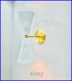 Mid Century Modern Atomic Style Brass Lighting Hand Painted-Classic Wall Sconce