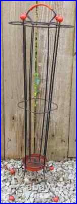 Mid Century Modern Atomic Style Wire Umbrella Stick Stand Black Red