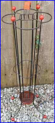 Mid Century Modern Atomic Style Wire Umbrella Stick Stand Black Red