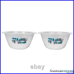 Mid-Century Modern Atomic White & Turquoise Kitchen Mixing Bowls A Pair Mid-Century Modern Atomic White & Turquoise Kitchen Mixing Bowls A Pair