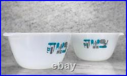 Mid-Century Modern Atomic White & Turquoise Kitchen Mixing Bowls A Pair Mid-Century Modern Atomic White & Turquoise Kitchen Mixing Bowls A Pair