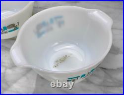 Mid-Century Modern Atomic White & Turquoise Kitchen Mixing Bowls A Pair Mid-Century Modern Atomic White & Turquoise Kitchen Mixing Bowls A Pair