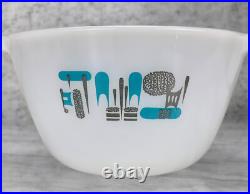 Mid-Century Modern Atomic White & Turquoise Kitchen Mixing Bowls A Pair Mid-Century Modern Atomic White & Turquoise Kitchen Mixing Bowls A Pair