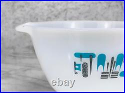 Mid-Century Modern Atomic White & Turquoise Kitchen Mixing Bowls A Pair Mid-Century Modern Atomic White & Turquoise Kitchen Mixing Bowls A Pair
