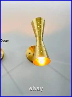 Mid Century Modern Bow tie Dual Cone Wall Sconce Pair Atomic 50's 60's Style Mid Century Modern Bow tie Dual Cone Wall Sconce Pair Atomic 50's 60's Style