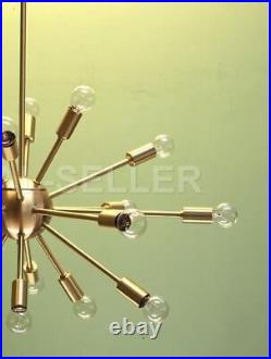 Mid Century Modern Brass Sputnik atomic chandelier starburst 18 light Fixture