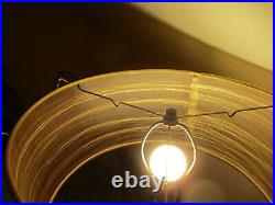 Mid Century Modern Brass Table Lamp Sculpture Fiberglass Amber Shade Atomic MCM