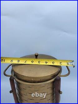 Mid-Century Modern Brass Tone Metal Wood Glass Atomic Ice Bucket MCM