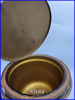 Mid-Century Modern Brass Tone Metal Wood Glass Atomic Ice Bucket MCM