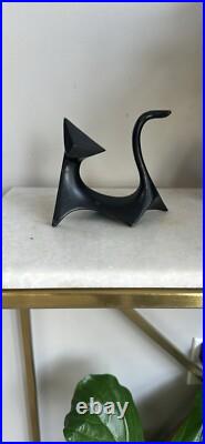 Mid Century Modern Design Black Atomic Cubist Ceramic Cat Figurines