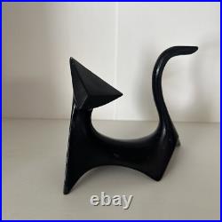 Mid Century Modern Design Black Atomic Cubist Ceramic Cat Figurines