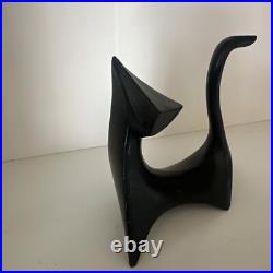 Mid Century Modern Design Black Atomic Cubist Ceramic Cat Figurines