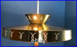 Mid-Century Modern Flying Saucer Hanging Light Fixture Atomic Age UFO Lamp 19.5