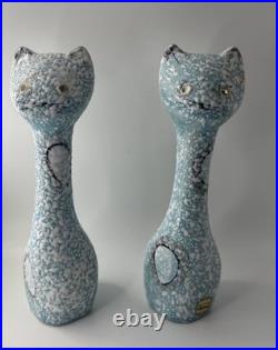 Mid Century Modern MCM Atomic Jeweled Eye Cats Salt & Pepper Shaker Set