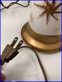 Mid Century Modern Milk Glass Atomic Starburst Lamps Pair 10.5
