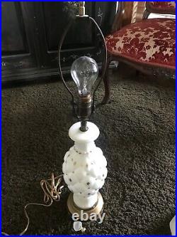 Mid Century Modern Milk Glass Gold Atomic 3D Starburst Lamps True Vintage