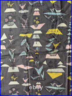 Mid Century Modern Pastel Bird Birdcage Abstract Atomic Curtain Fabric Barkcloth Mid Century Modern Pastel Bird Birdcage Abstract Atomic Curtain Fabric Barkcloth