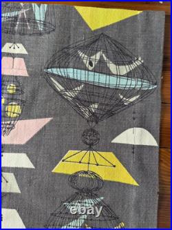 Mid Century Modern Pastel Bird Birdcage Abstract Atomic Curtain Fabric Barkcloth Mid Century Modern Pastel Bird Birdcage Abstract Atomic Curtain Fabric Barkcloth