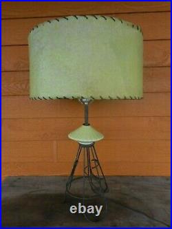 Mid Century Modern Shade & Lamp Mint Green Black Wire MCM Atomic Vintage Works