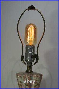 Mid Century Modern Table Lamp Fiberglass Shade Atomic MCM Gold/Pink/Black
