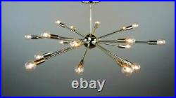Mid Century Polished Brass Atomic Sputnik Starburst Chandelier Light Fixture Mid Century Polished Brass Atomic Sputnik Starburst Chandelier Light Fixture