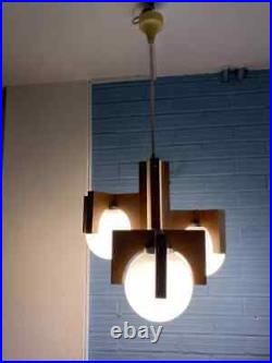 Mid Century Sputnik Cubist Pendant Space Age Lamp Atomic Wooden Design Light Mid Century Sputnik Cubist Pendant Space Age Lamp Atomic Wooden Design Light