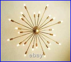 Mid Century Style Atomic Light Brass Sputnik Chandelier 24 Arms Starburst Lights