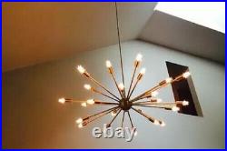 Mid Century Style Atomic Light Brass Sputnik Chandelier 24 Arms Starburst Lights