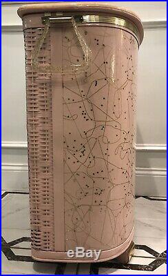 Mid Century VTG Pink Gold Clothes Hamper Laundry Bin Vogue Atomic. Pearl Wick