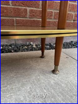 Mid Century Vintage Formica Side Table With Atom Legs 2 Shelves 60's / 70's